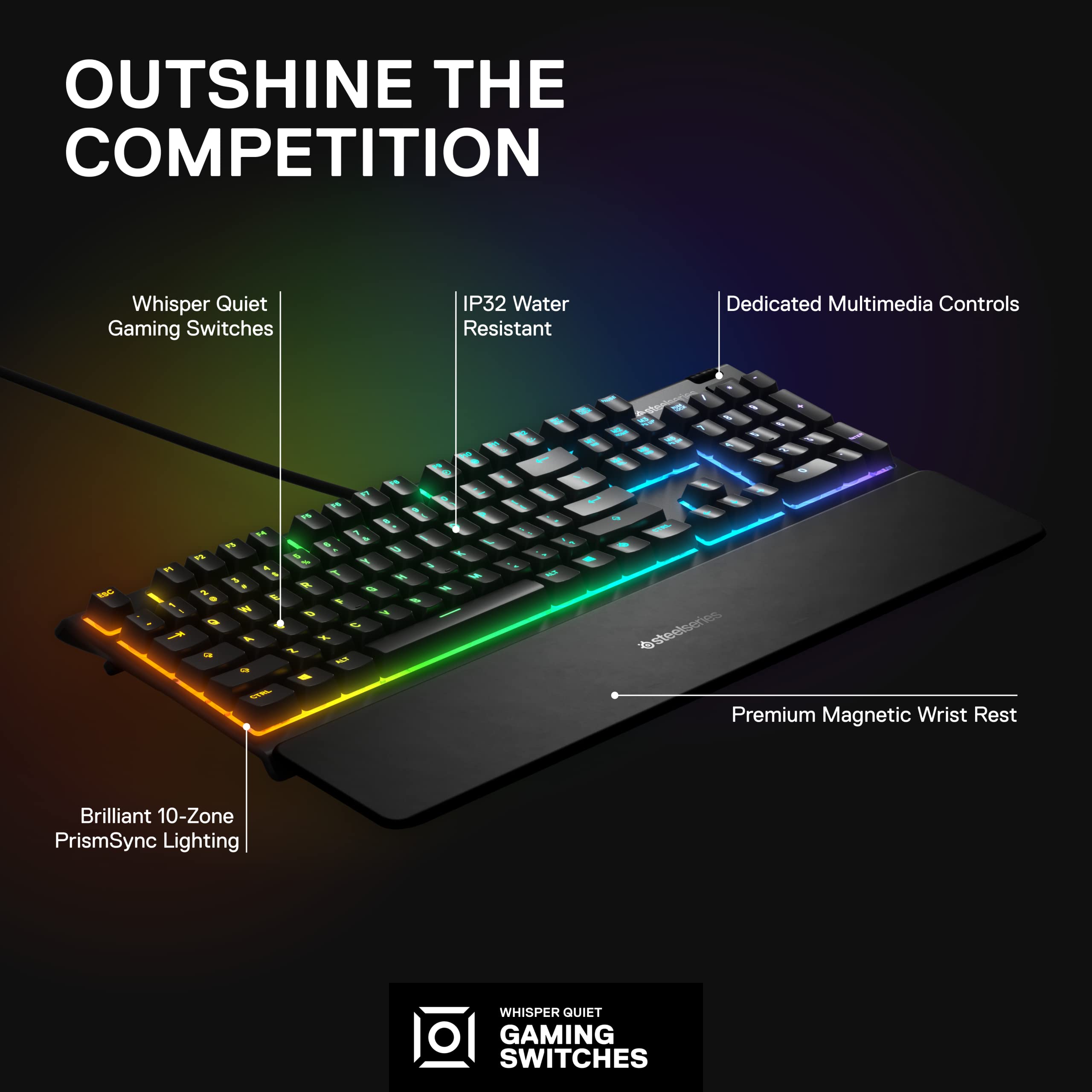 SteelSeries Aerox 3 Wireless Gaming Mouse & Apex 3 RGB Mechanical Keyboard Bundle with Whisper Quiet Switches - Perfect for Esports, FPS, and MMO Gaming