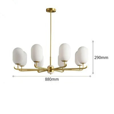 Elegant White Jade Glass Lampshade Chandelier - Modern Crystal Ceiling Light Fixture for Living Room, Bedroom & Dining Room Decor