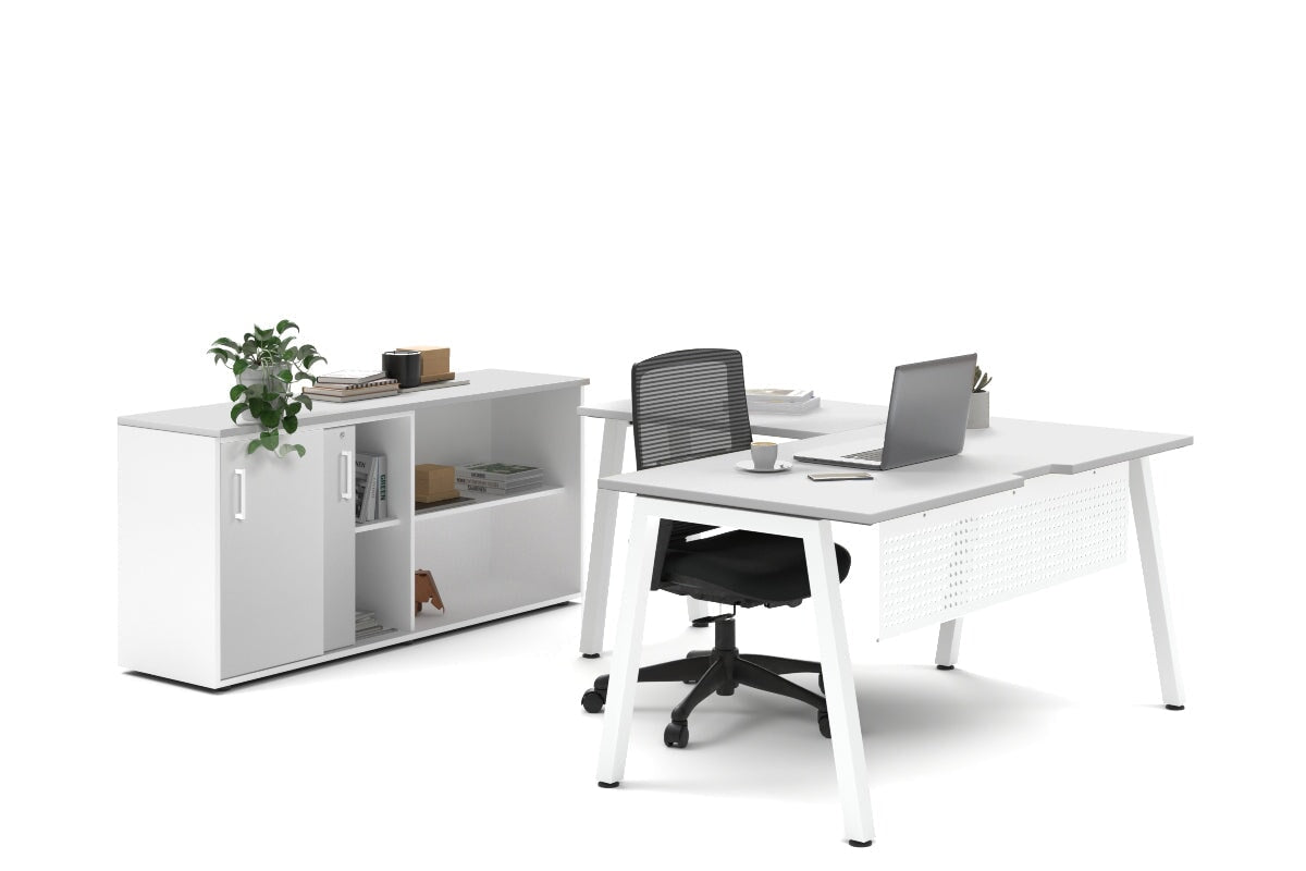 Quadro A Legs L-Shaped Executive Desk with White Legs [1600L x 1700W] - Perfect for Home Office & Modern Workspace Setup