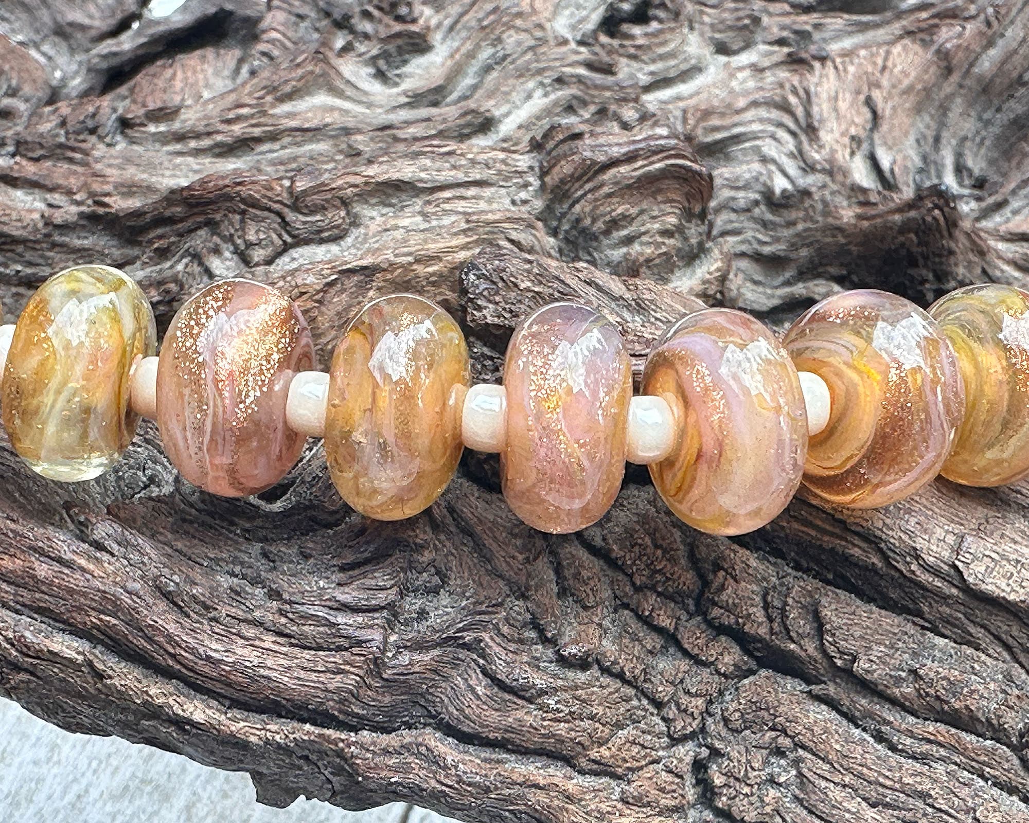 Sunset Glow Pink Shimmer Lampwork Glass Beads for Jewelry Making - DIY Bracelets, Necklaces & Home Decor Crafts