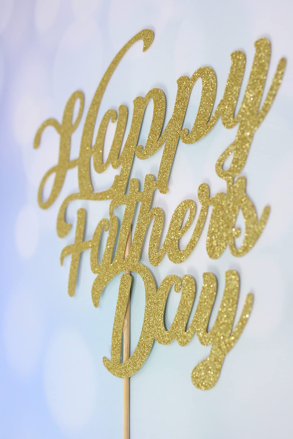 Gold Glitter Happy Father's Day Cake Topper - Elegant Party Decoration for Dad's Birthday, Retirement & Anniversary Cakes - Perfect for Father's Day Celebrations & Special Occasions