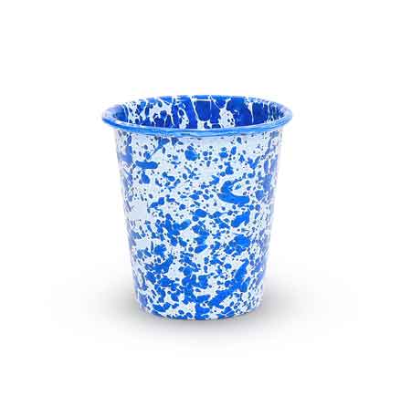 Blue Marble Enamelware Tumbler Set of 4 - 10 oz Small Camping Mugs for Outdoor Picnics, Coffee & Tea Drinking