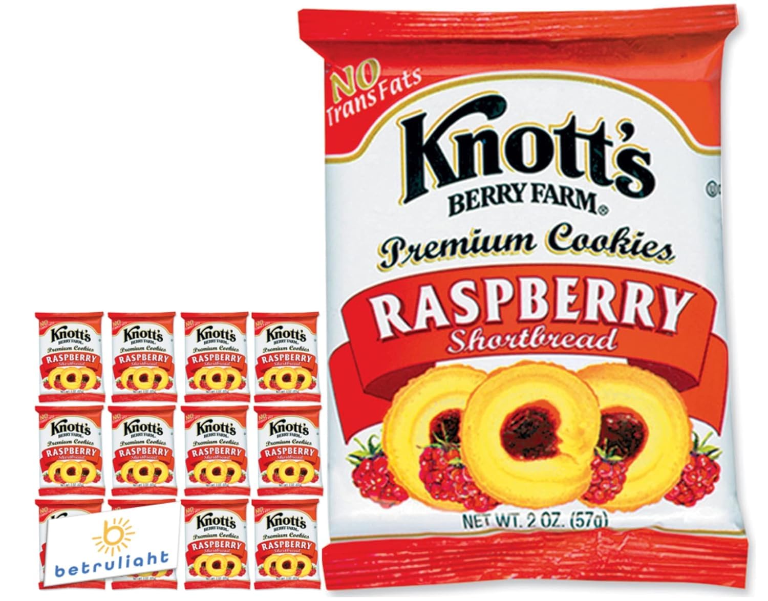 Delicious Raspberry Shortbread Cookies - Pack of 12 (2oz Each) | Gourmet Snacks in BETRULIGHT Box | Perfect for Tea Time, Office Snacks & Gift Giving