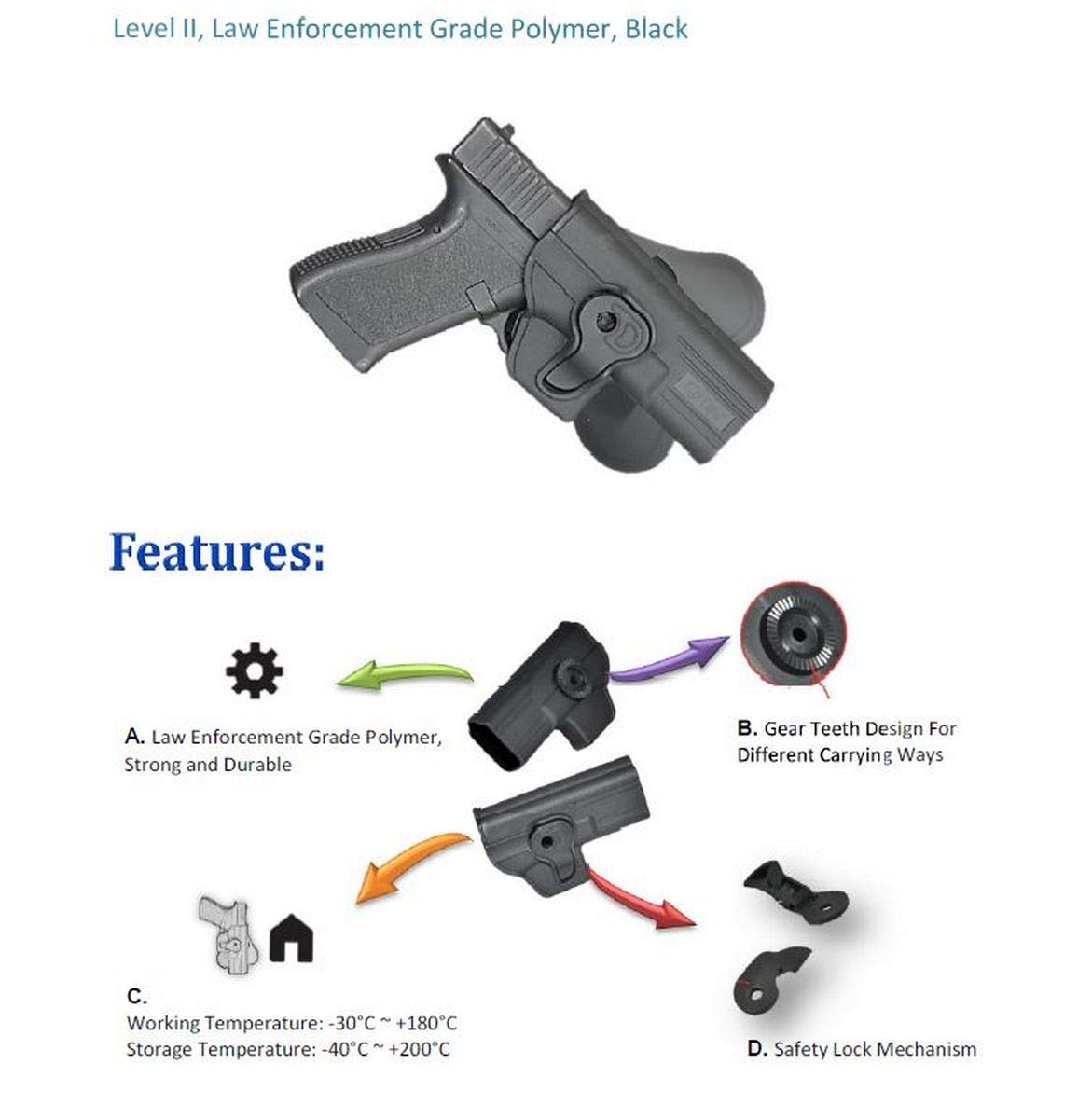 Tactical Scorpion Gear Modular Level II Paddle Holster for Smith & Wesson M&P Compact 9mm & .40 S&W - Perfect for Concealed Carry, Range Training & Duty Use