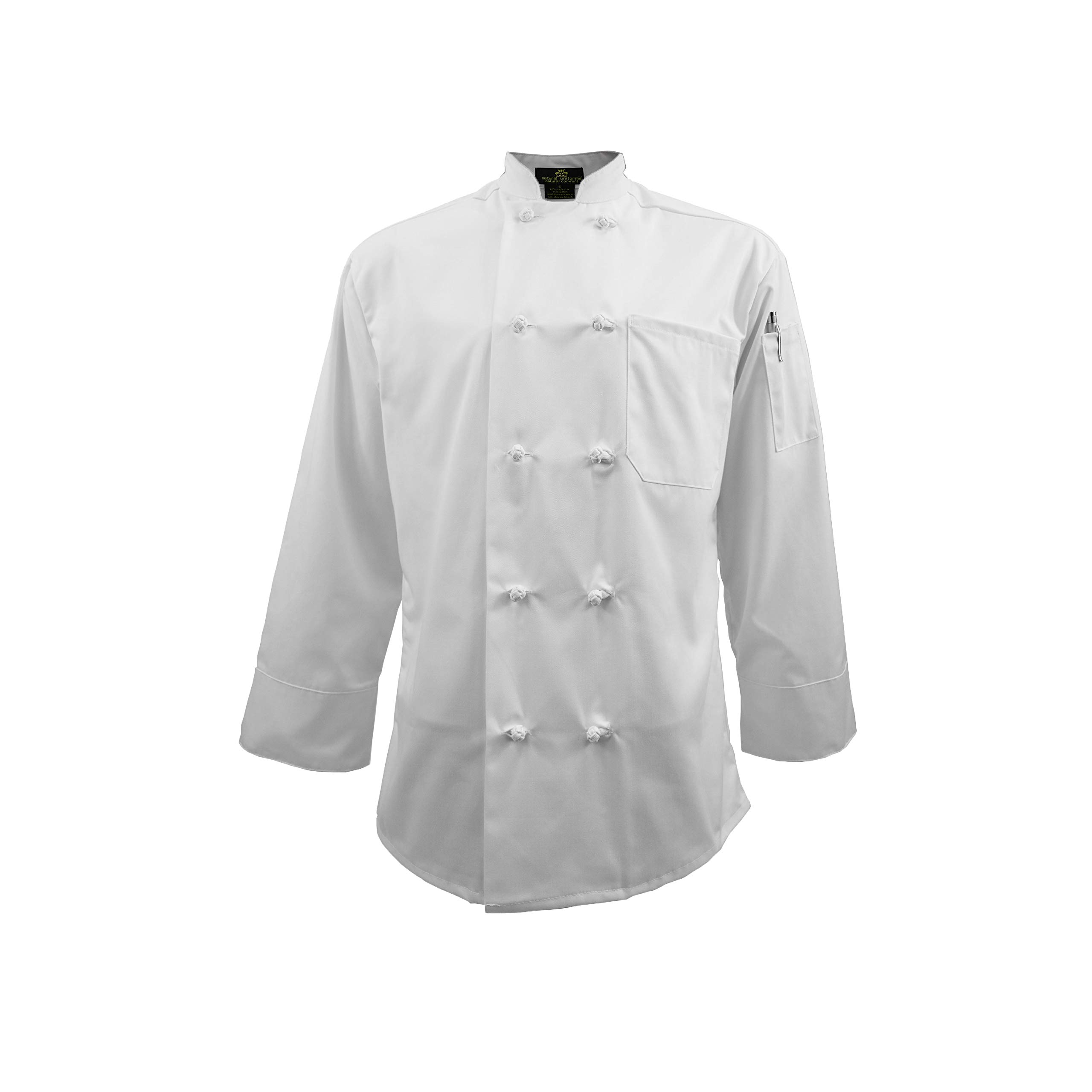 Premium Natural Cotton Chef Coat with Knot Buttons - Professional Kitchen Uniform for Chefs & Cooks - Multi-Pack Options in White - Ideal for Restaurants, Catering & Culinary Schools