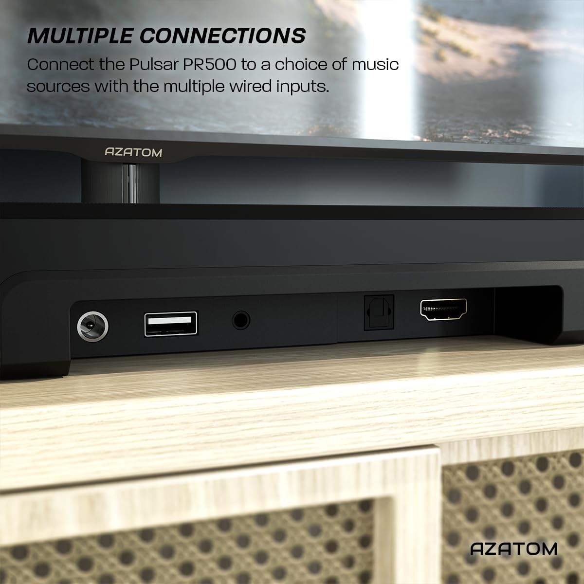 AZATOM Pulsar PR500 Dolby Atmos Soundbar with Wireless Subwoofer - 240W 2.1.2 Channel High Resolution Surround Sound System for Home Theater | HDMI eARC/ARC, Optical, Bluetooth Connectivity | Perfect for Movies, Gaming & Music Streaming