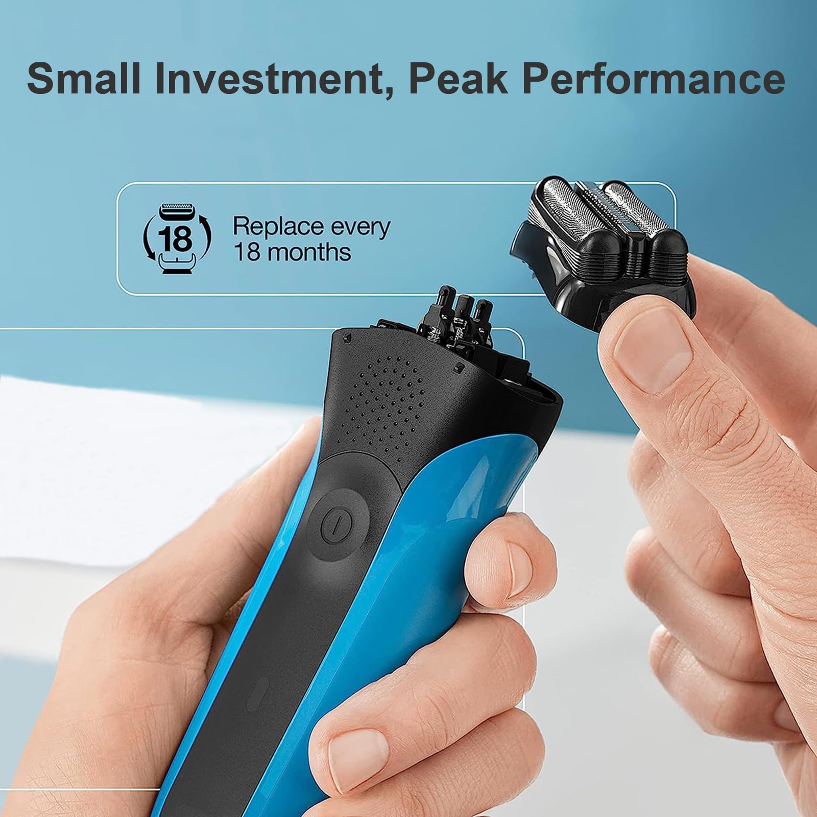 Braun Series 3 Replacement Shaver Heads (21B) - Compatible with Braun 300s, 310s & 3010BT Electric Razors - 1 Pack - Perfect for Travel & Daily Shaving
