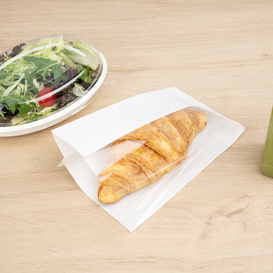 White Paper Small Bread Bags with Side Window - 4.75