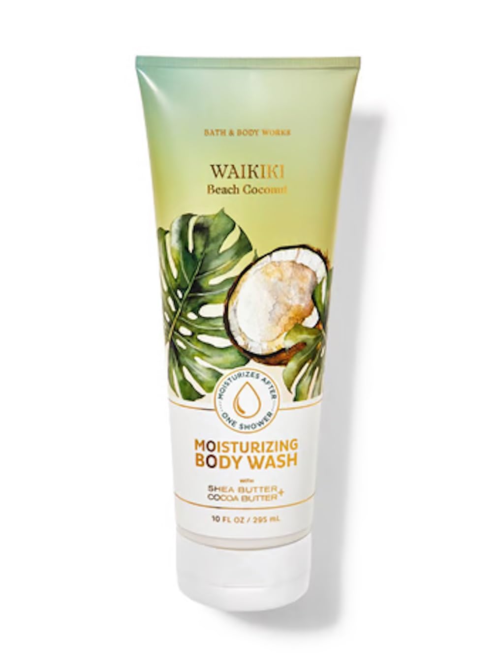 Bath and Body Works Waikiki Beach Coconut Moisturizing Body Wash 10 oz - Hydrating Shower Gel with Tropical Coconut Scent for Soft, Smooth Skin - Perfect for Daily Use, Spa Days & Vacation Vibes