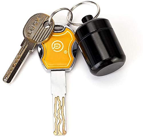 Waterproof Portable Pill Keychain Holder - Small Pill Box Organizer with Keychain for Travel, Gym & Daily Use (Black, 2 Pack)
