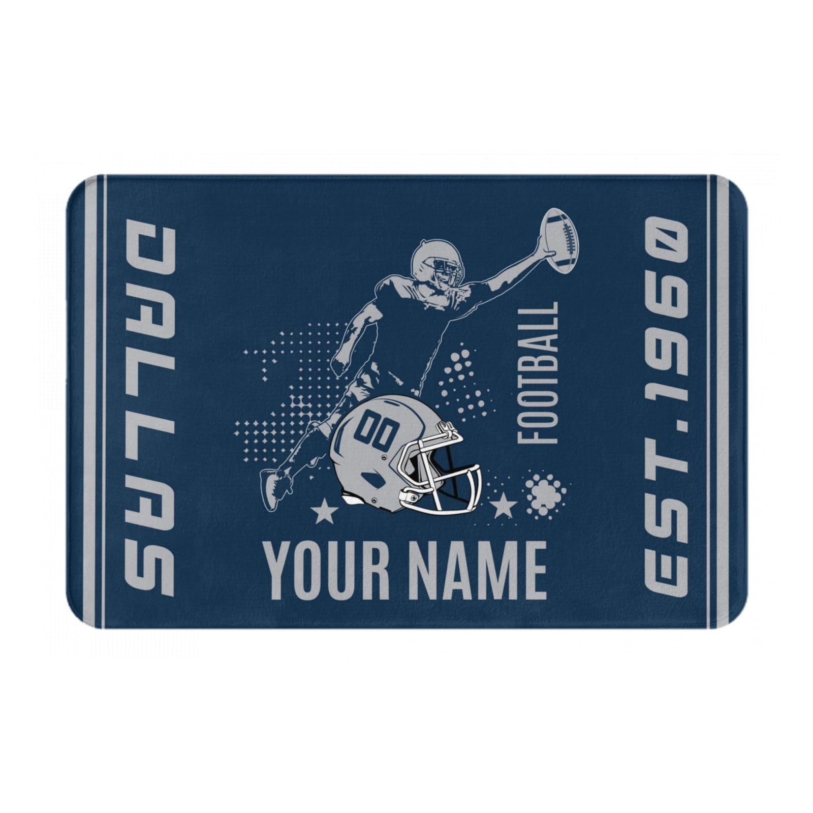 Custom Personalized Dallas Doormat with Name & Number - Indoor/Outdoor Non-Slip Rug for Home, Bathroom, Porch - Unique Housewarming Gift for Men & Women - Perfect for Entryway Decor & Holiday Gifting