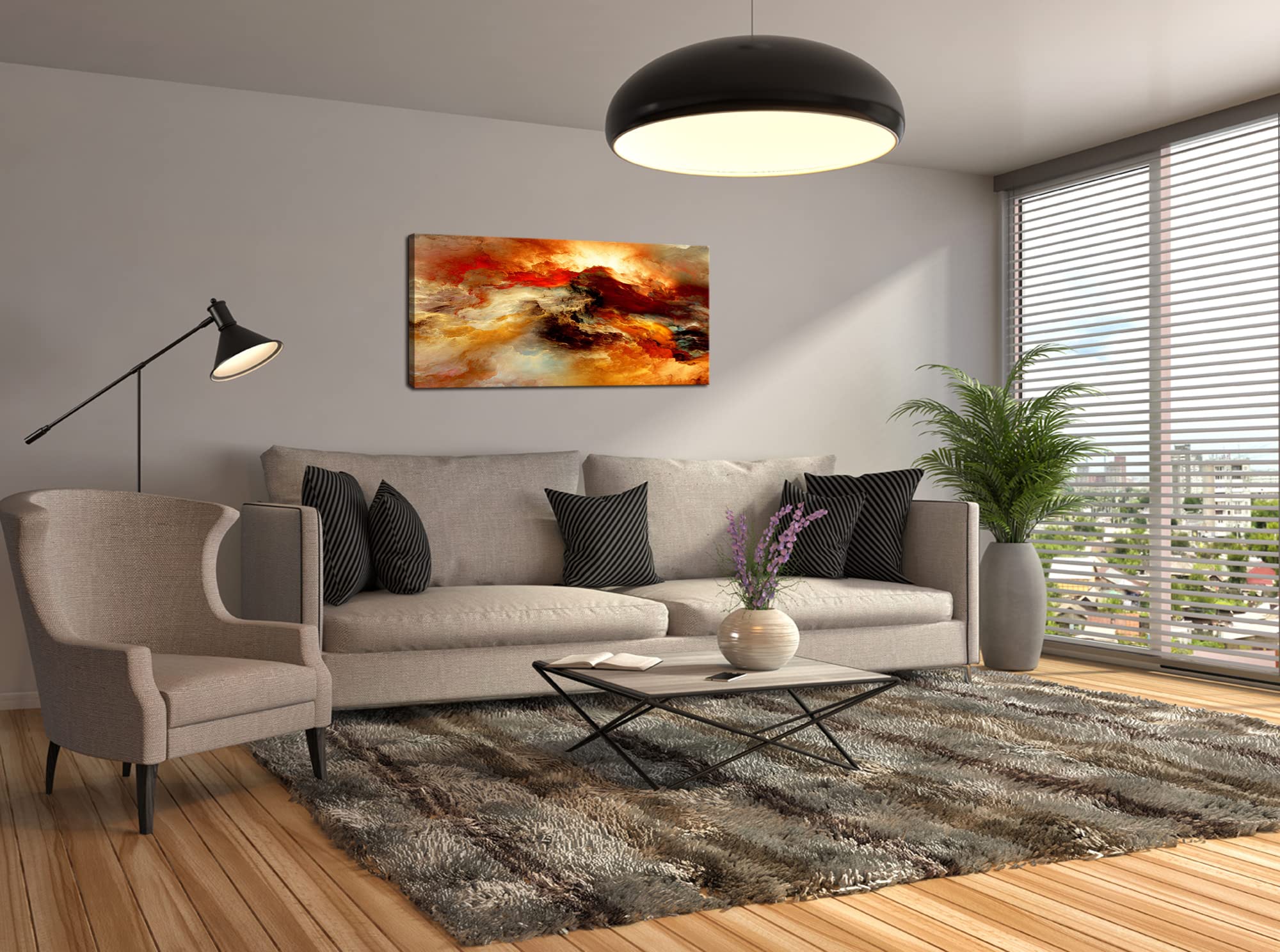 Abstract Orange Flow Canvas Wall Art - Framed Ready to Hang Painting for Living Room, Bedroom, Kitchen & Office Decor | Modern Home Wall Decor for Contemporary Spaces