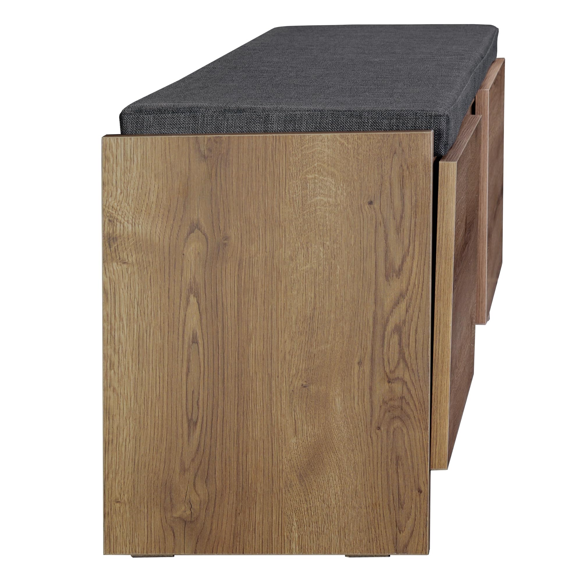 Rustic Walnut Shoe Storage Cabinet with Shelves and Bench - 43