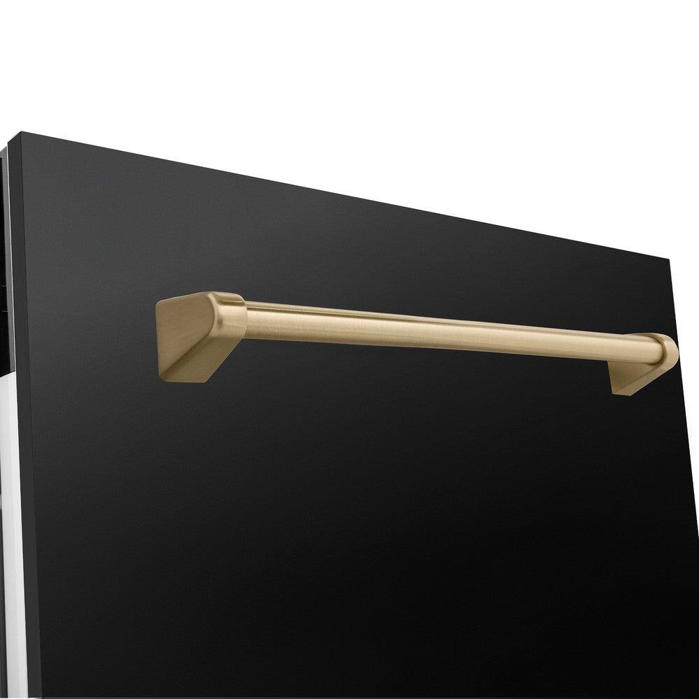 ZLINE Autograph Edition 48-inch Black Stainless Steel Kitchen Package - Dual Fuel Range, Range Hood, Dishwasher & Champagne Bronze Refrigerator | Premium Kitchen Appliances for Modern Homes & Professional Chefs