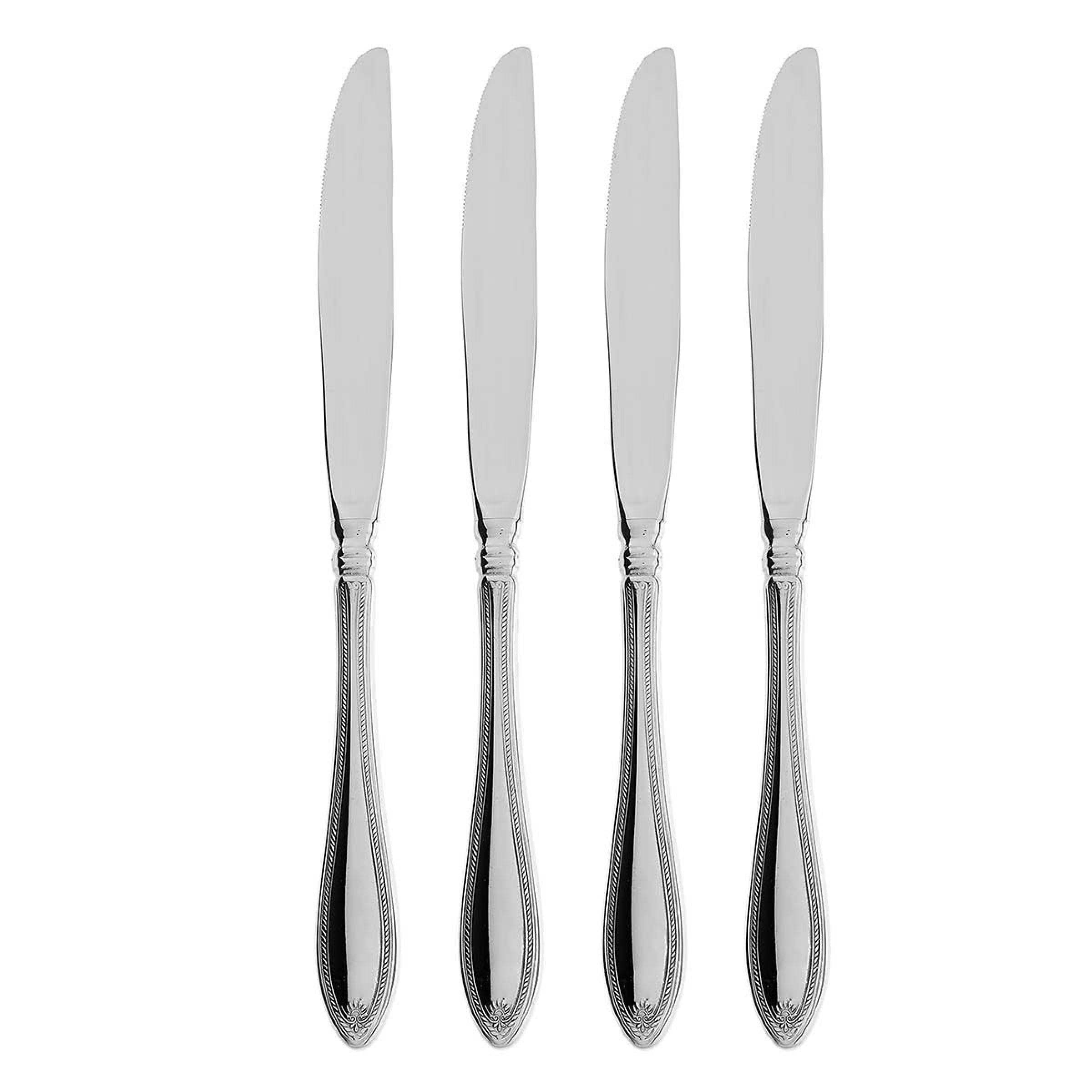 Premium Sheraton Dinner Knife Set of 4 - Stainless Steel Flatware for Fine Dining, Wedding Registry & Formal Dinner Parties - Elegant Cutlery for Restaurants & Home Entertaining