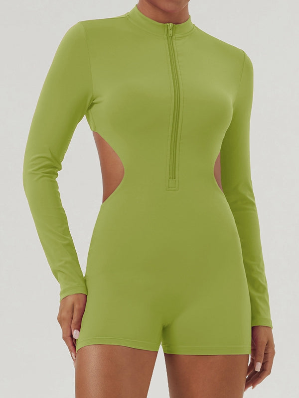 ZASUWA Women's Sexy Cutout Romper Jumpsuit with Zipper Detail - Perfect for Night Out, Party, and Summer Fashion