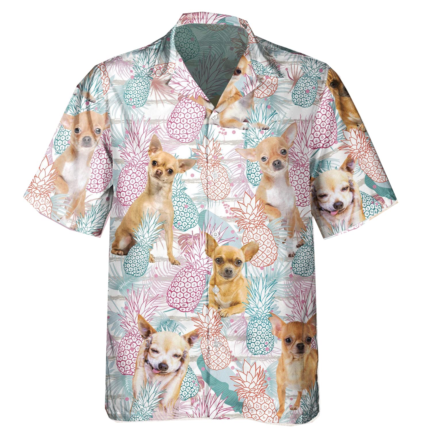 Men's Tropical Dog Print Hawaiian Shirts - Short Sleeve Button Down Casual Shirt for Dog Lovers | Beach Party, Summer Vacation & Casual Wear