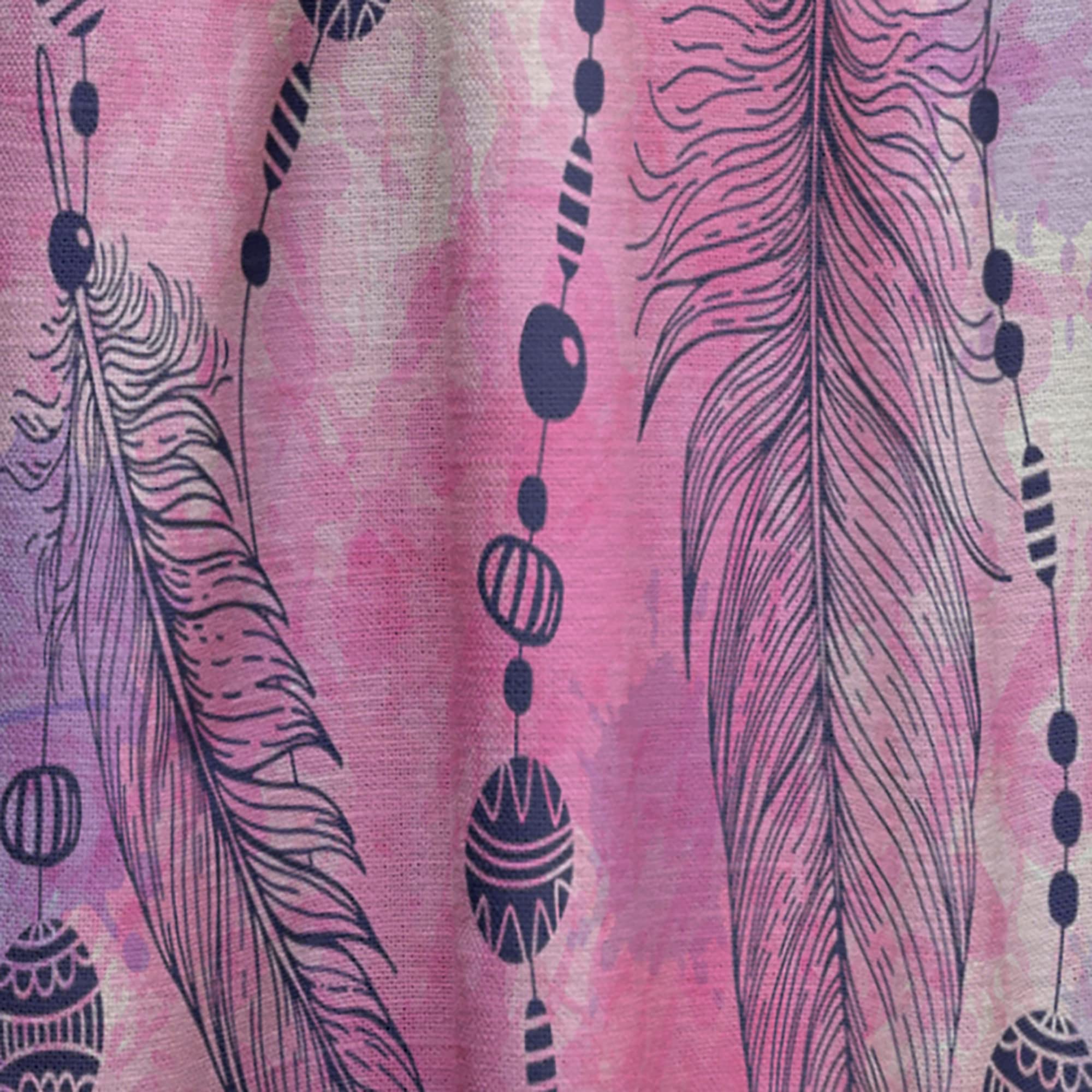 Bohemian Feathers and Beads Thermal Insulated Curtain Panel - 52x108 Inches - Blackout Window Drapes for Bedroom & Living Room - Elegant Home Decor for Cozy Boho Chic Style