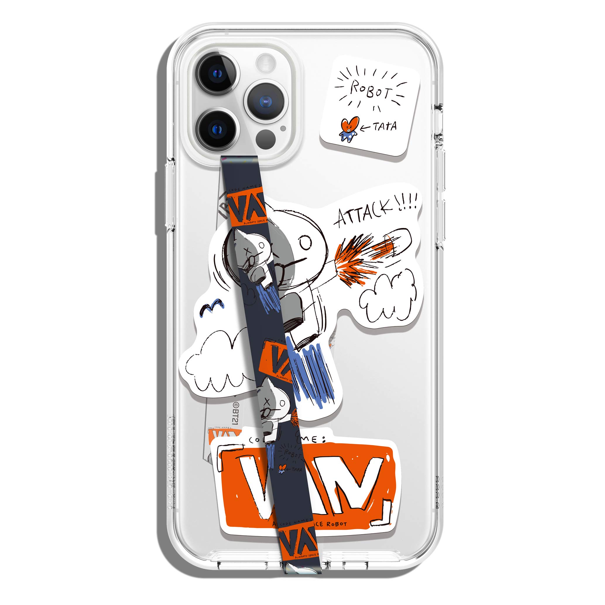 elago BT21 Phone Strap with Stickers - Double Sided Phone Loop & Grip for All Smartphone Cases, MagSafe Compatible Official Merchandise (VAN) - Perfect for Everyday Use, Travel, and Secure Phone Handling