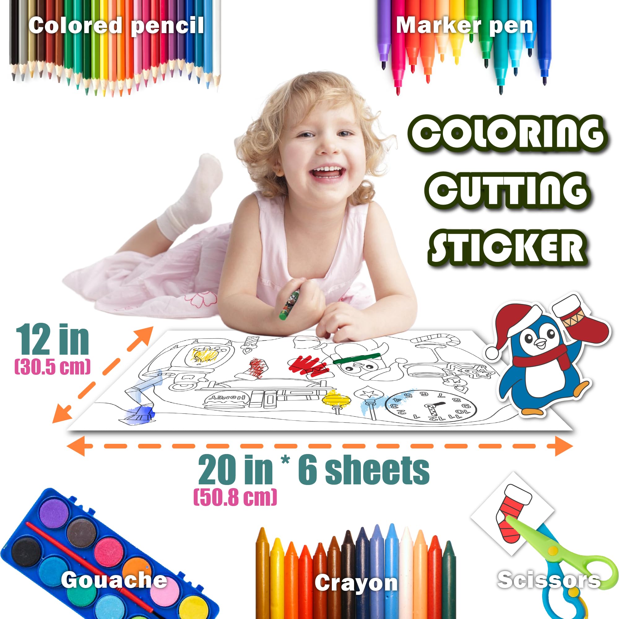 No Mess Restickable Sticky Coloring Paper Roll - Reusable DIY Art Activity for Kids & Adults - Fun Relaxing Therapy for Toddlers (1-Pack) - Perfect for Christmas Gifts, Classroom Activities & Home Entertainment