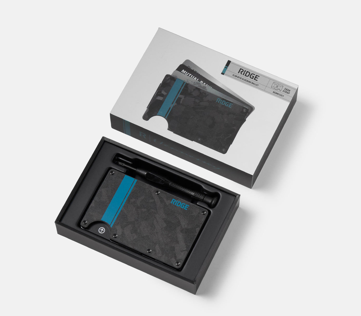 Ridge Wallet - Slim Minimalist RFID Blocking Front Pocket Wallet for Men | Durable Aluminum & Carbon Fiber | Perfect for Everyday Carry, Travel & Gifts | Hennessey Performance 24 Edition