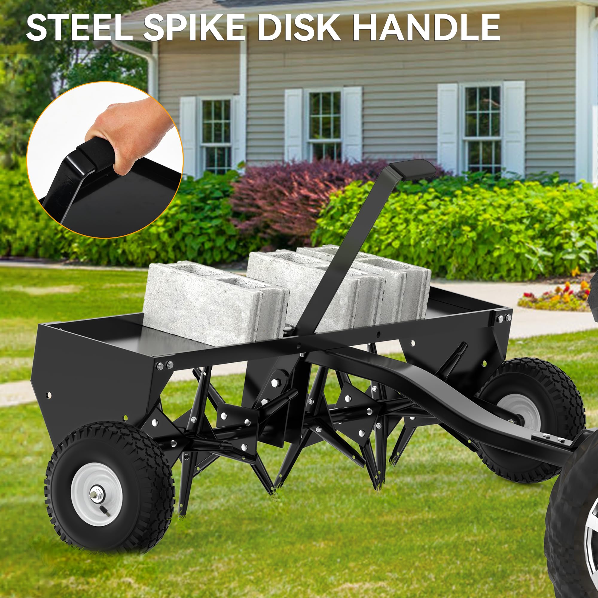 YINTATECH 48 Inch Heavy Duty Lawn Aerator with Universal Hitch - Tow Behind Plug Aerator for Healthier Grass - Perfect for Lawn Care, Golf Courses & Sports Fields