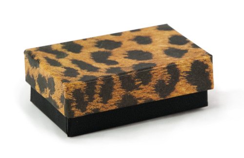 Leopard Print Cotton Filled Jewelry Box #21 (Pack of 100) - Premium Jewelry Organizer for Necklaces, Rings & Earrings - Perfect for Retail Stores, Boutiques & Gift Packaging