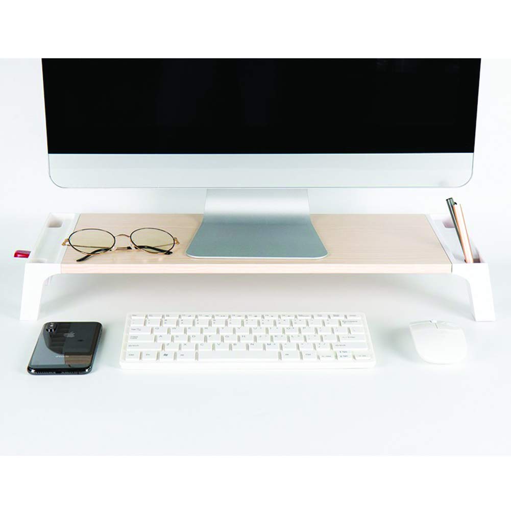 Maple Wood Monitor Stand with 4-Port USB Hub - Ergonomic Desktop & Laptop Organizer for Home Office, Gaming Setup, and Workspace Organization