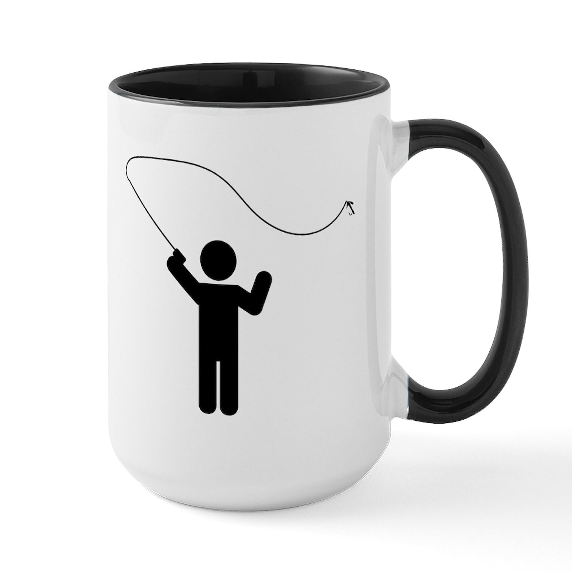 Fly Fishing Design 15 oz (444 ml) Ceramic Coffee Mug - Perfect Gift for Anglers & Coffee Lovers - Ideal for Camping, Office & Outdoor Adventures