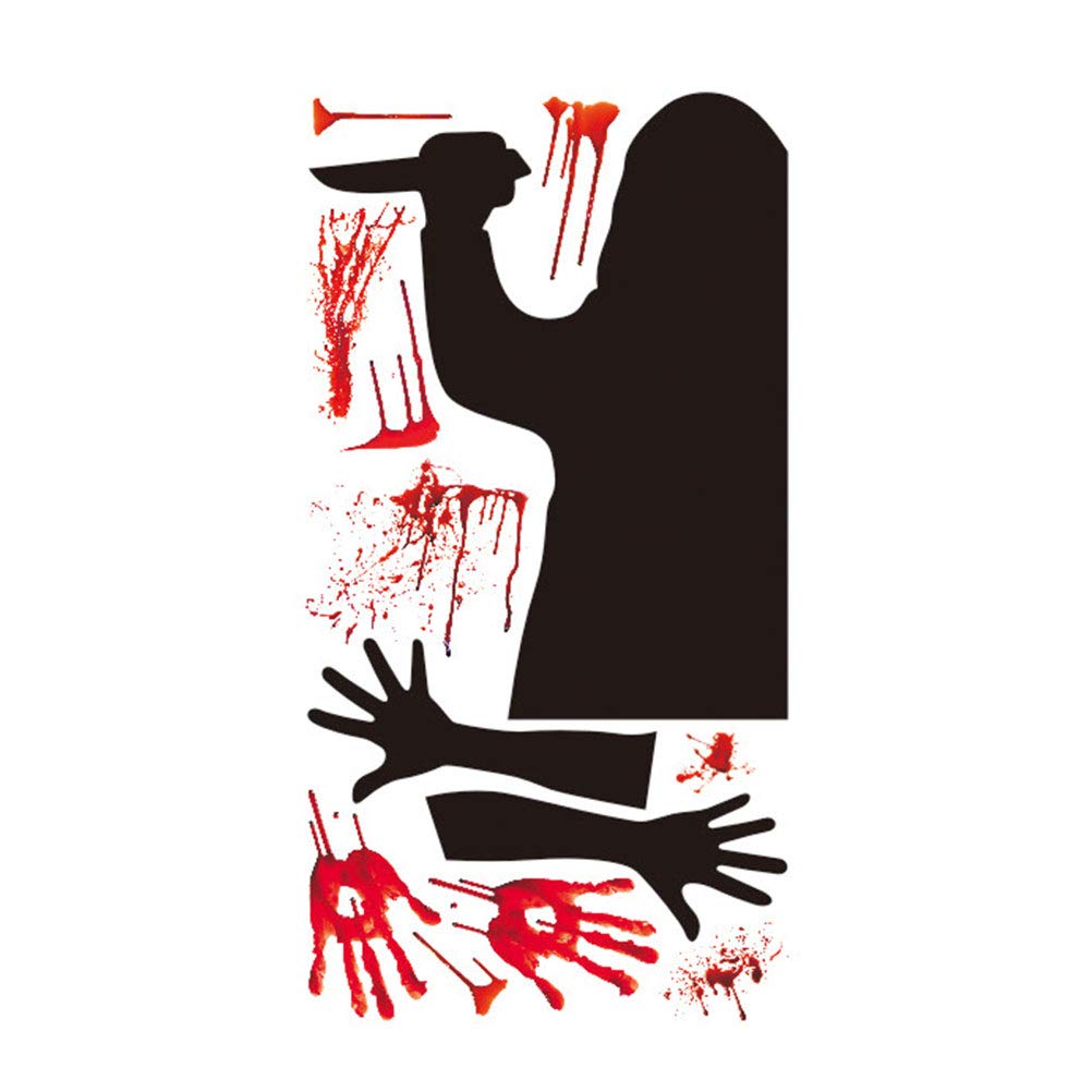 BESPORTBLE Halloween Blood Handprint Stickers - Vampire Zombie Party Decor, Spooky Crime Scene Wall Decals, PVC Ghost Stickers for Halloween Party Decorations & Haunted House Props