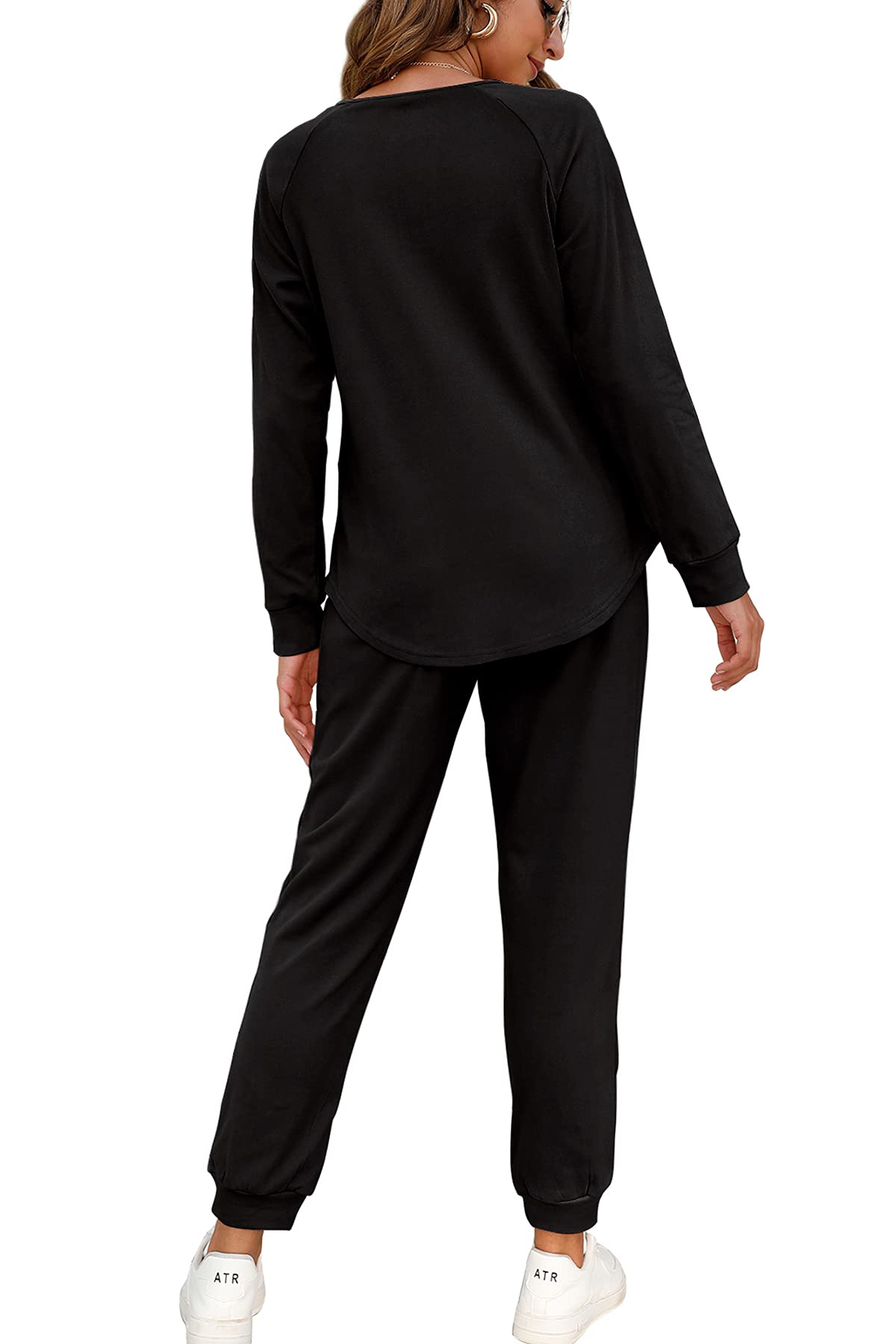 WIHOLL Women's 2-Piece Lounge Set - Button Down Sweatshirt & Sweatpants Outfit with Pockets | Cozy Casual Wear for Home, Travel & Relaxation