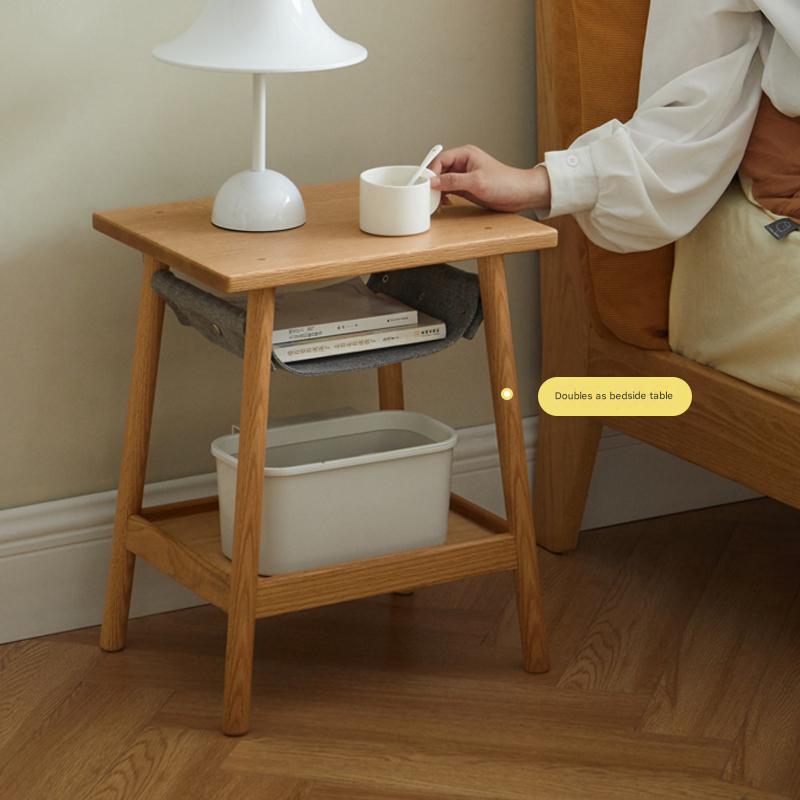 Solid Oak Wood Modern Nordic Side Table - Stylish End Table for Living Room, Bedroom, or Office - Perfect for Coffee, Books, and Decor