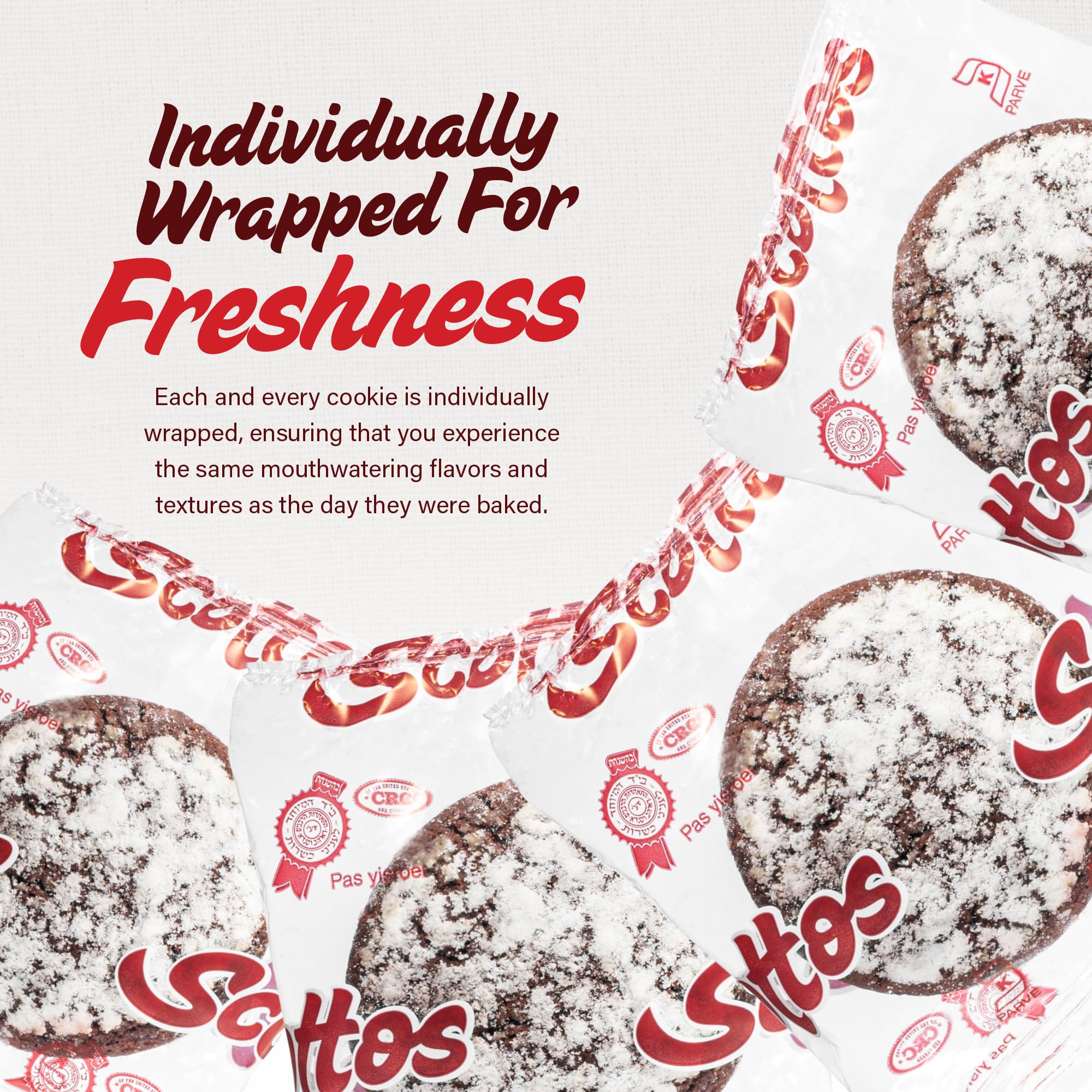 Gourmet Chocolate Crinkle Cookies Individually Wrapped - Pack of 18 Fresh Baked Fudge Cookies for Birthday Gifts, Thank You, Care Packages & Holiday Christmas Gift Baskets - Perfect for Office Treats, Party Favors & Family Gatherings - Bulk Food by Scottos Bakery