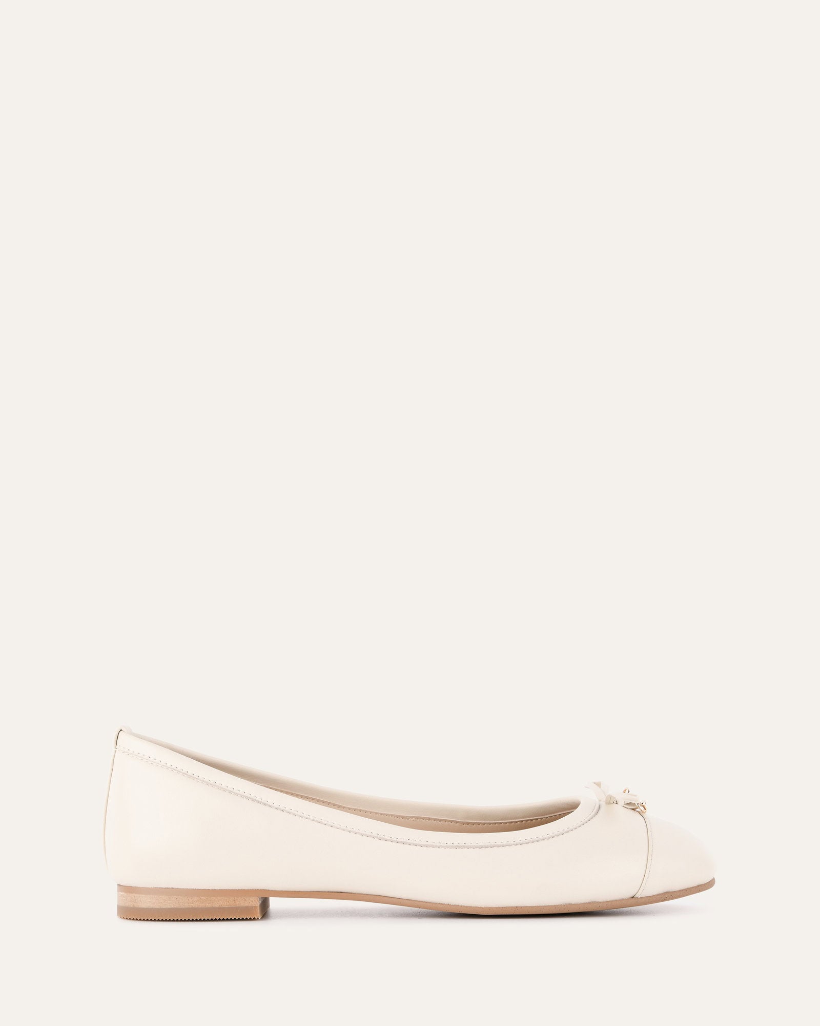 HERMIONE Women's Off-White Leather Dress Flats - Comfortable Ballet Shoes for Work, Wedding & Formal Occasions
