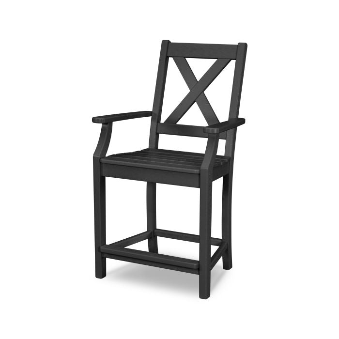 POLYWOOD Braxton Counter Height Arm Chair - Durable Outdoor & Indoor Bar Stool for Kitchen, Patio, and Dining - Weather-Resistant & Comfortable Seating