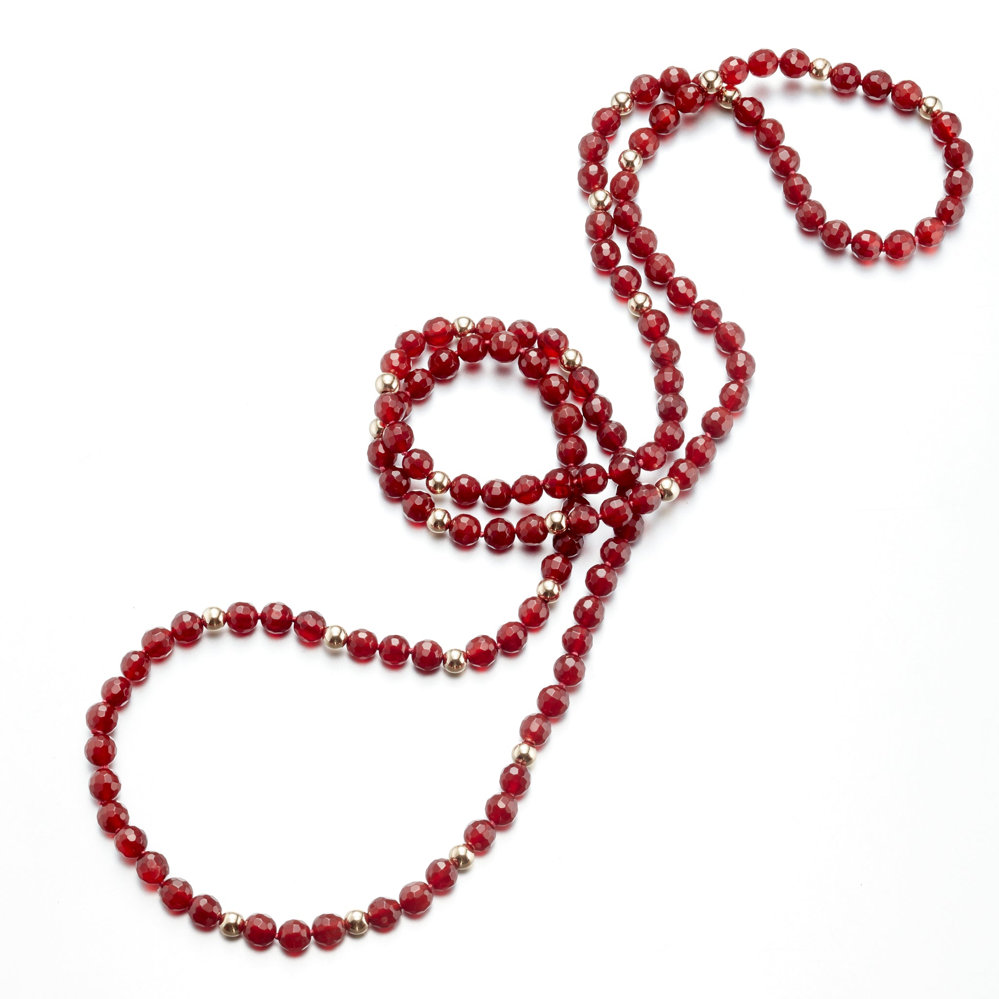 Faceted Carnelian & Gold Rope Necklace for Women - Elegant Beaded Jewelry for Party, Wedding & Everyday Wear