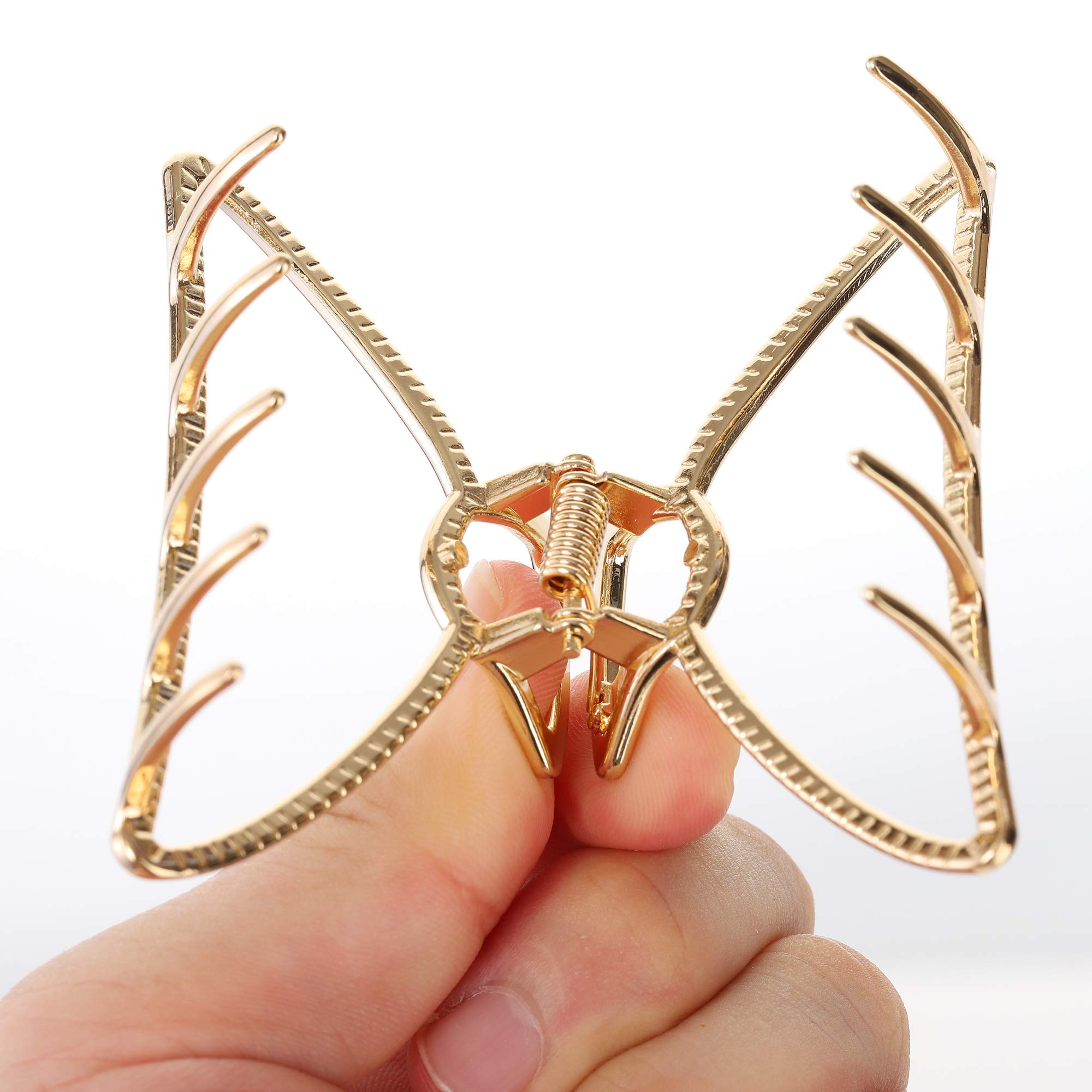 Stylish Metal Hair Clips for Women & Girls - 2 Pack Strong Jaw Clamp Barrette for Thick Hair, Half Bun & Ponytail Hold - Perfect for School, Work, Parties & Everyday Hairstyles