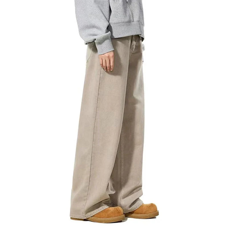 Trendy American Men's Jeans - Classic Retro Washed Straight Leg Denim Pants for Men | Loose Fit Comfortable Summer Bottoms (Style 9W1408) | Perfect for Casual Wear, Street Style & Everyday Outfits