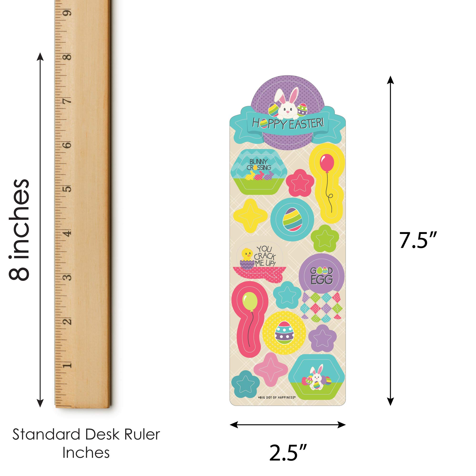Big Dot of Happiness Hippity Hoppity Easter Bunny Stickers for Kids - 16 Sheets with 256 Adhesive Stickers - Perfect for Easter Party Favors, Classroom Rewards & Scrapbooking