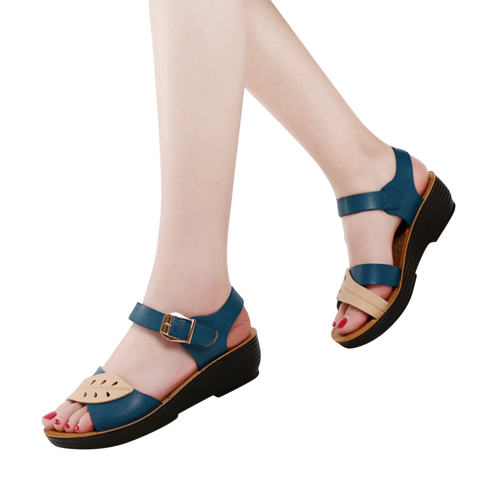 Women's Flat Moccasin Sandals with Leaf Pattern - Soft Sole Open Toe Cutout Design & Clear Strap for Comfort - Perfect for Beach, Vacation, and Summer Casual Wear