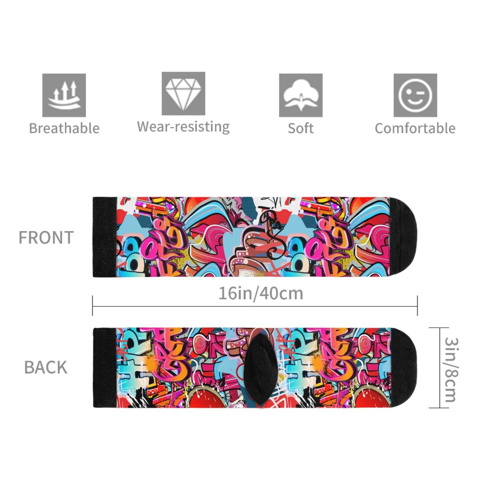 Funny Crazy Novelty Crew Tube Socks for Men & Women - Casual Athletic Sport Dress Socks - Perfect for Gifts, Cosplay, and Everyday Wear