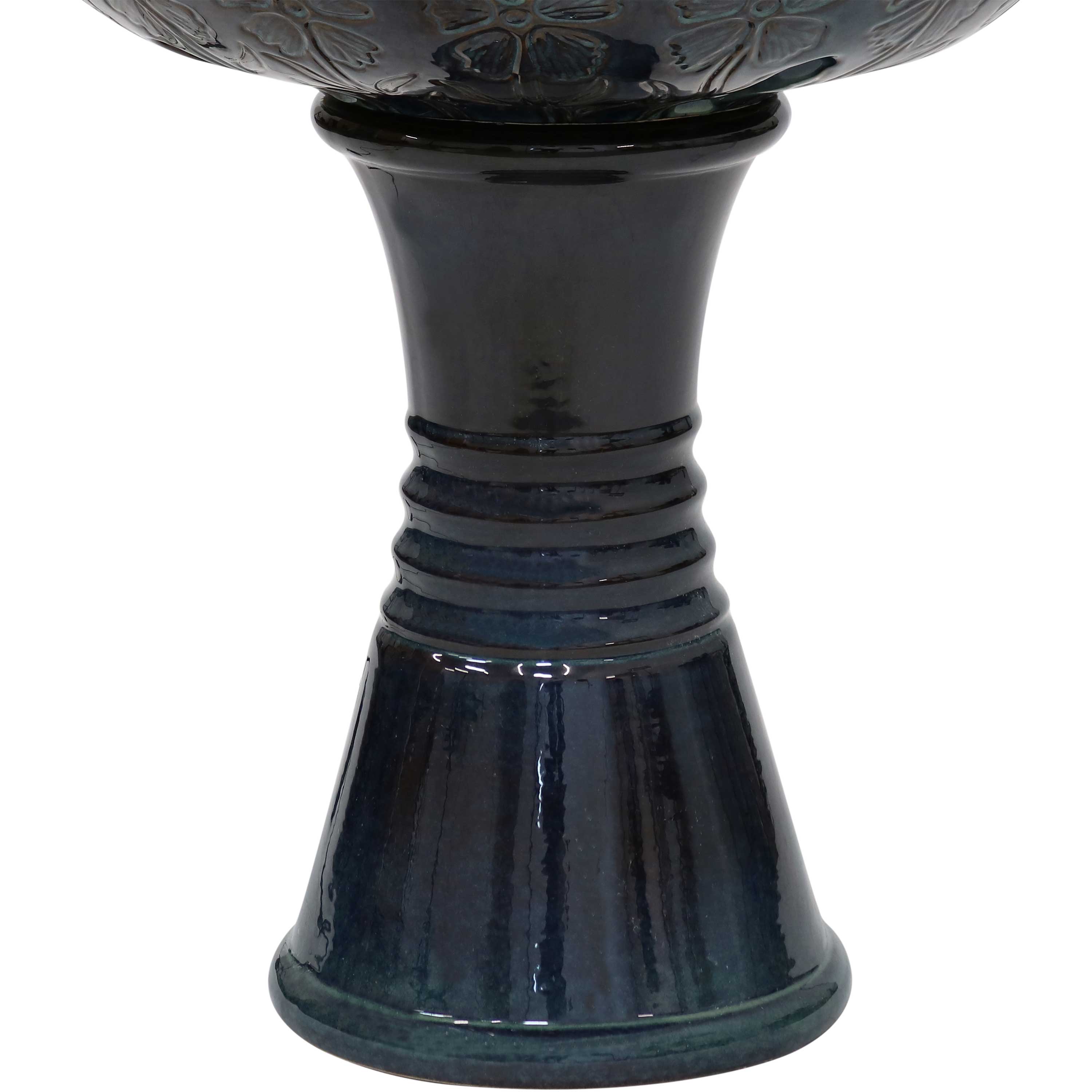 Double Tier Outdoor Ceramic Water Fountain with LED Lights - 38