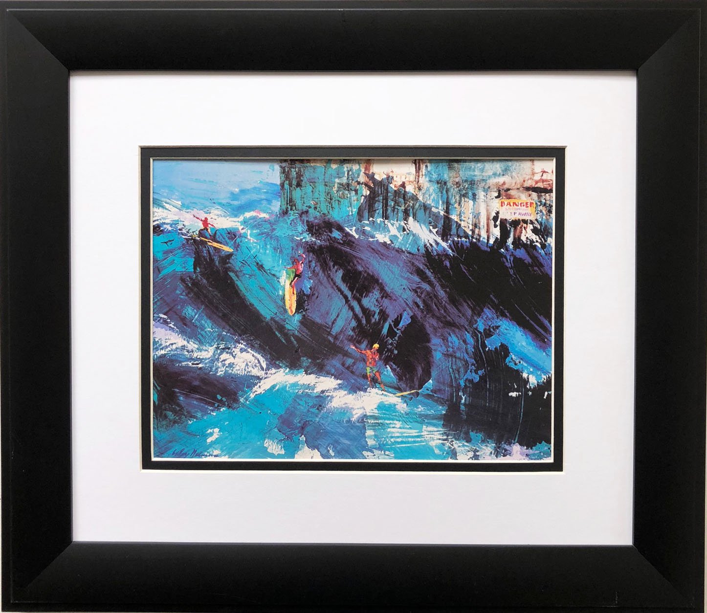 Leroy Neiman 'Surfing at Huntington Beach' Framed Art Print - Premium Custom Wall Decor for Beach House, Surfing Enthusiasts & Coastal Living Rooms