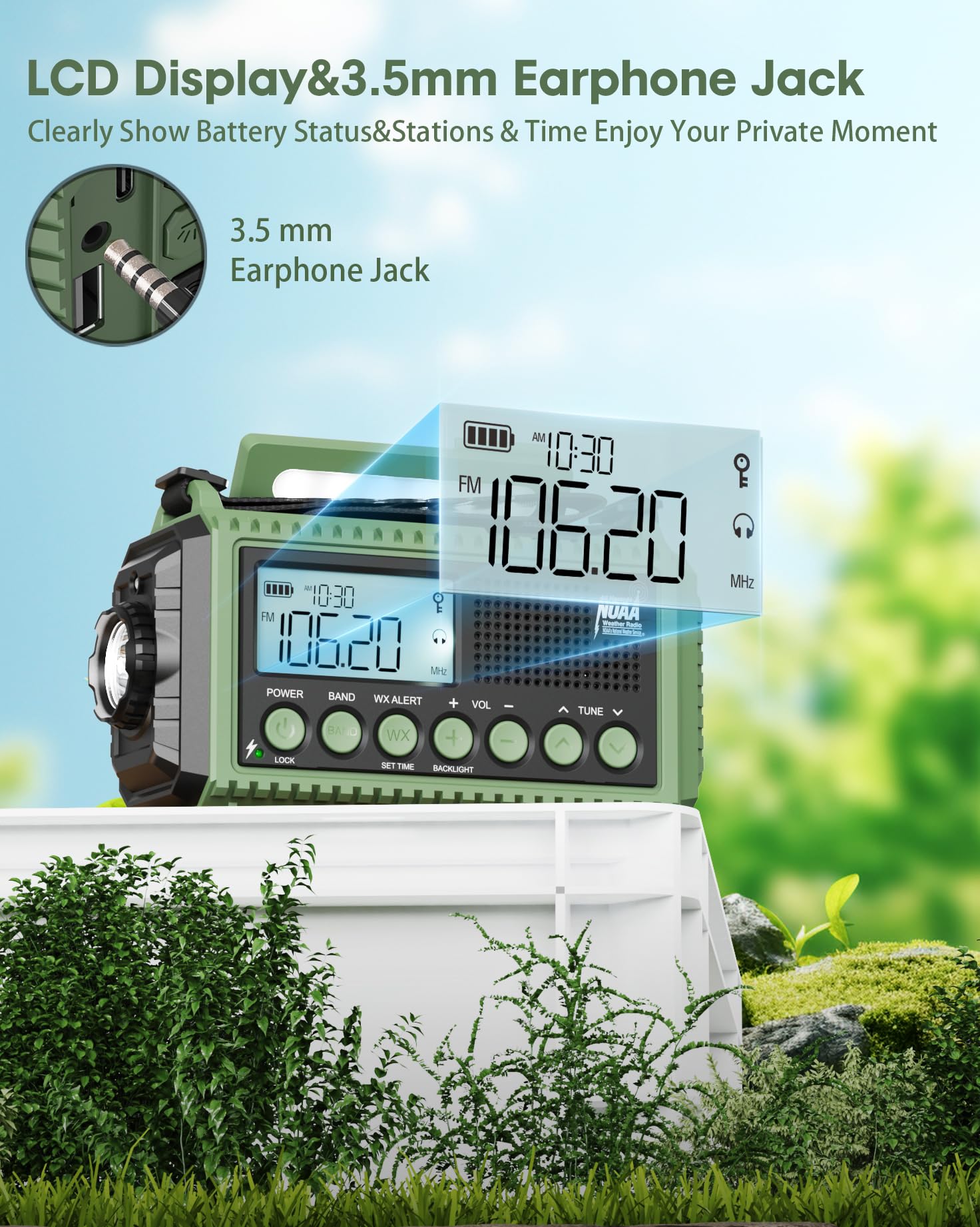 12000mAh Solar Hand Crank Emergency Weather Radio - NOAA/AM/FM/Shortwave, Reading Lamp, Flashlight, SOS Alarm, USB Charger for Outdoor Camping, Hiking & Emergency Survival Kits