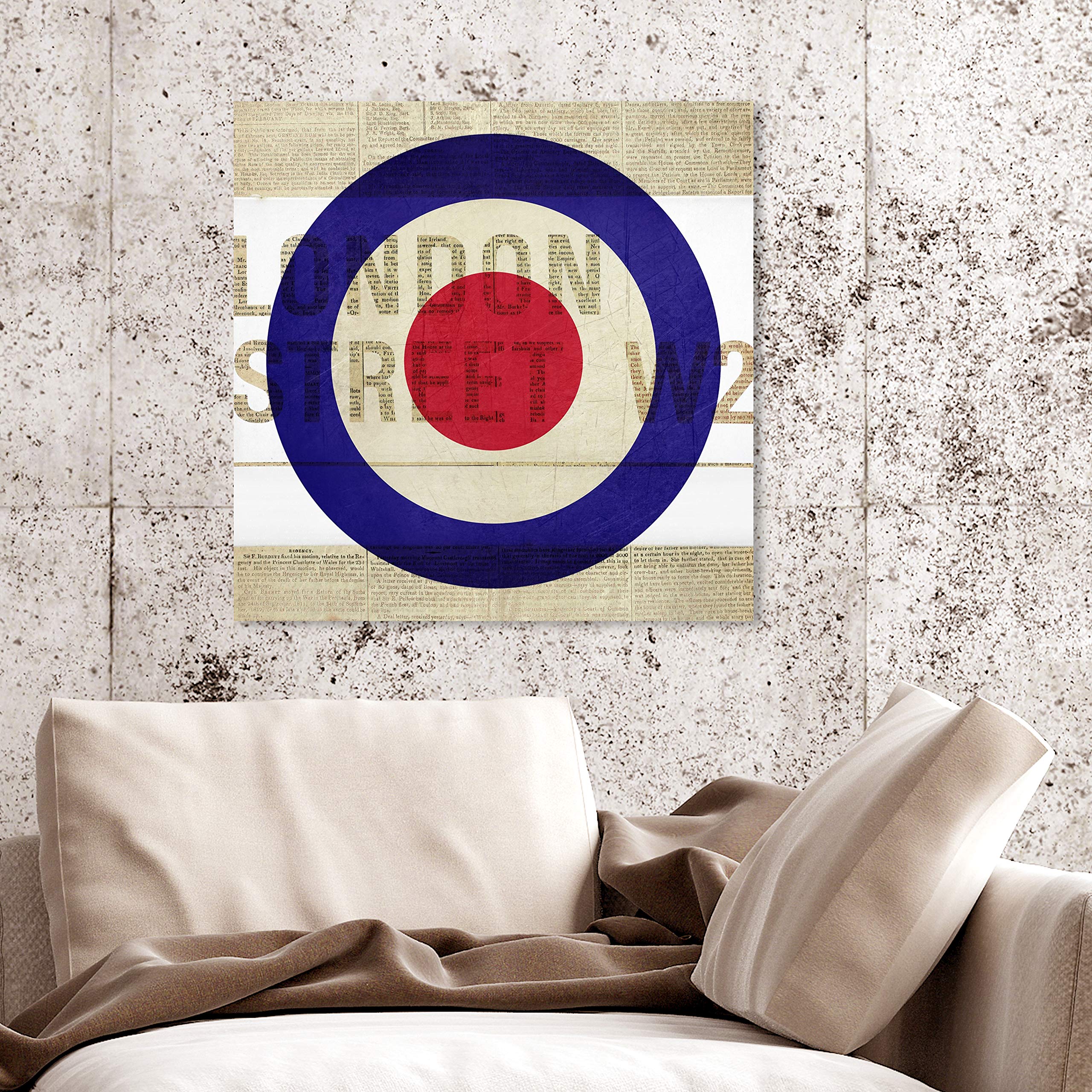London Street Typography Wall Art Canvas Print - 20x20 Inch Red & Blue Quote Home Decor by Oliver Gal Artist Co. | Perfect for Living Room, Bedroom & Office Décor