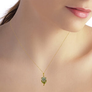 1.06 Carat 14K Solid Yellow Gold Flower Necklace with Aquamarine & Peridot Gemstones - Elegant Birthstone Jewelry for Women, Perfect Gift for Anniversary, Birthday & Special Occasions