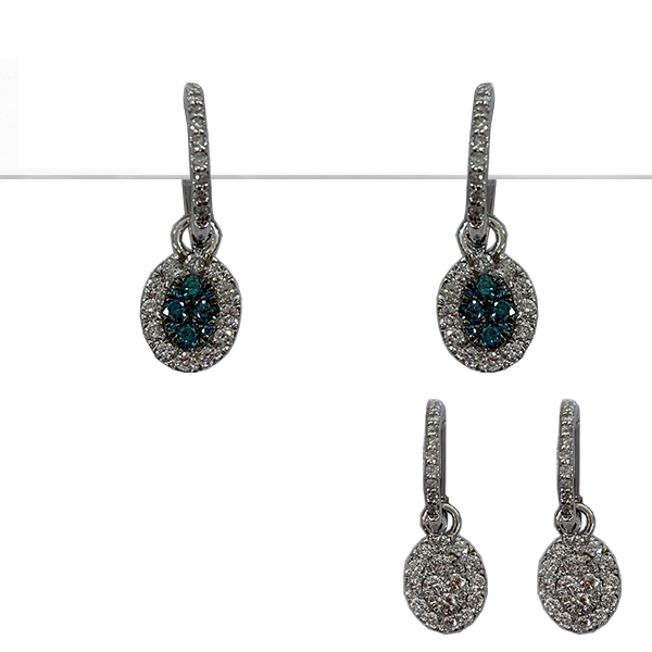14K White Gold Blue Diamond Stud Earrings for Women - Elegant & Timeless Jewelry Gift for Birthdays, Anniversaries & Special Occasions
