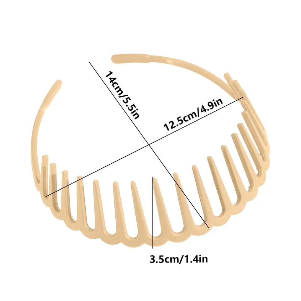 Non-Slip Resin Hair Hoop Matte Finish Teeth Comb Headband for Women & Girls - Shark Elastic Wavy Toothed Hairband, Zigzag Hair Clasp (3-Pack, Pink) - Perfect for Styling, Workouts & Everyday Wear