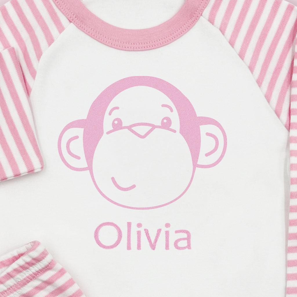 Personalized Pink Baby Pyjamas with Morris Monkey Soft Toy - Perfect Gift for Newborns, Baby Showers & Nursery Decor