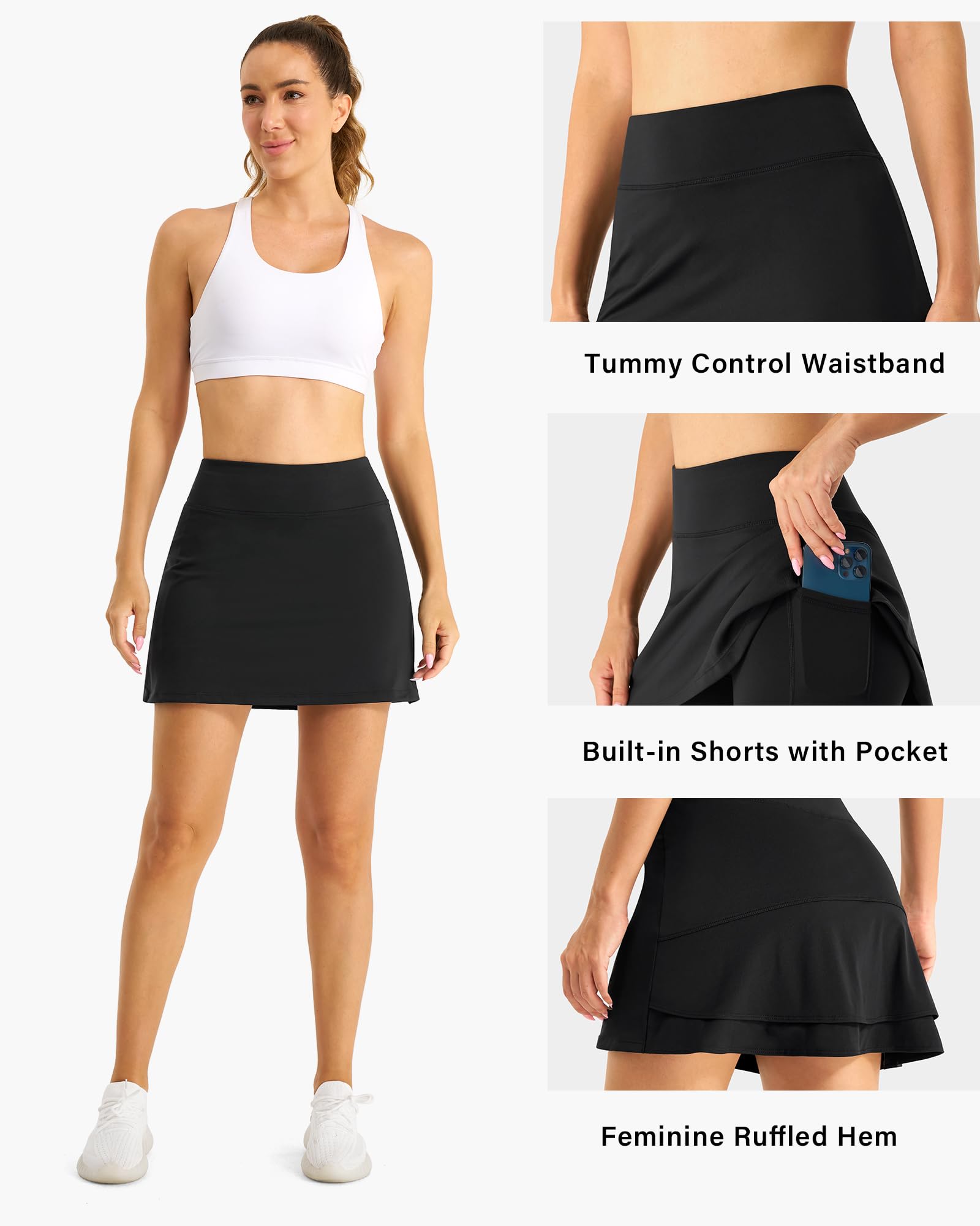 Stelle Women's High Waisted Tennis Skirt with Built-in Shorts & Pockets - Athletic Skort for Running, Golf, Pickleball & Sports | Perfect for Workouts, Matches & Outdoor Activities